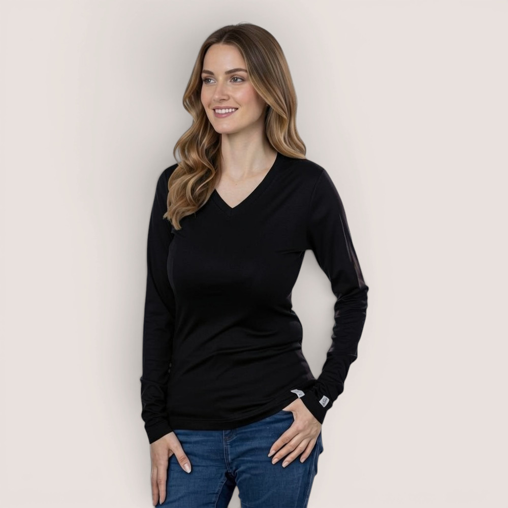 Slim Fit Damenshirt Langarm – aus Modal Micro Holzfaserstoff